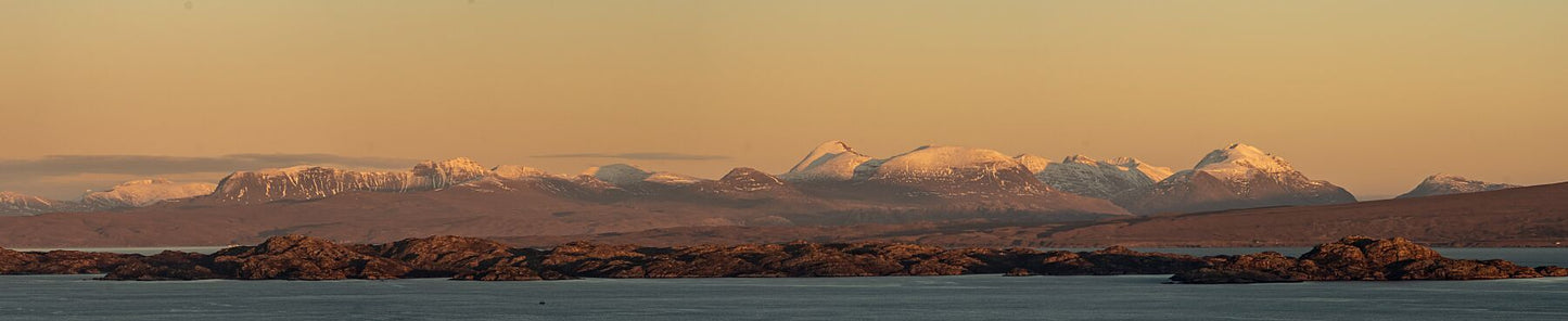 Sunset over Wester Ross and the Torridon mountain range, shot from the Isle of Skye.
This amazing landscape is available in A3, A2 and A1 sizes, as print only, or with a choice of wooden frames in White, Black and Oak.